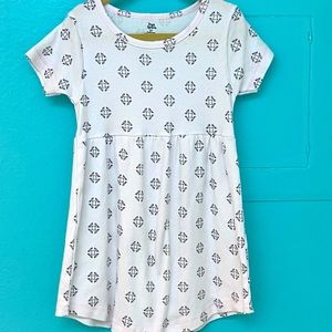 Little Girl's YOGA SPROUT Scroll Print Short Sleeve Cotton Dress - 5T